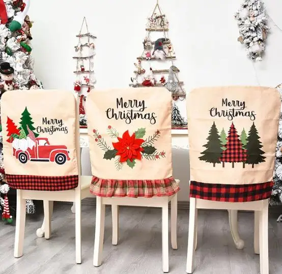Embroidery Xmas Decorations - 4/6/8 pezzi Fodera per sedia di