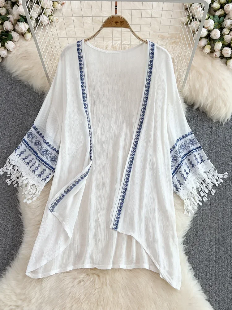Embroidery Zig Zag Stitch - Top estivo con scialle in stile