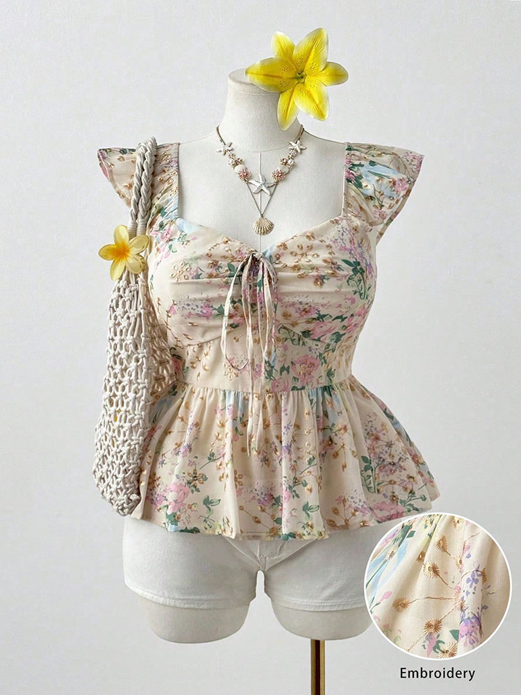 Embroidery Vest - Nuovo Top Corto Ricamato Floreale Plus
