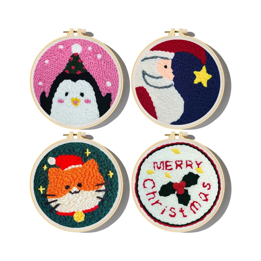 Embroidery Xmas Decorations - Kit da ricamo con ago per