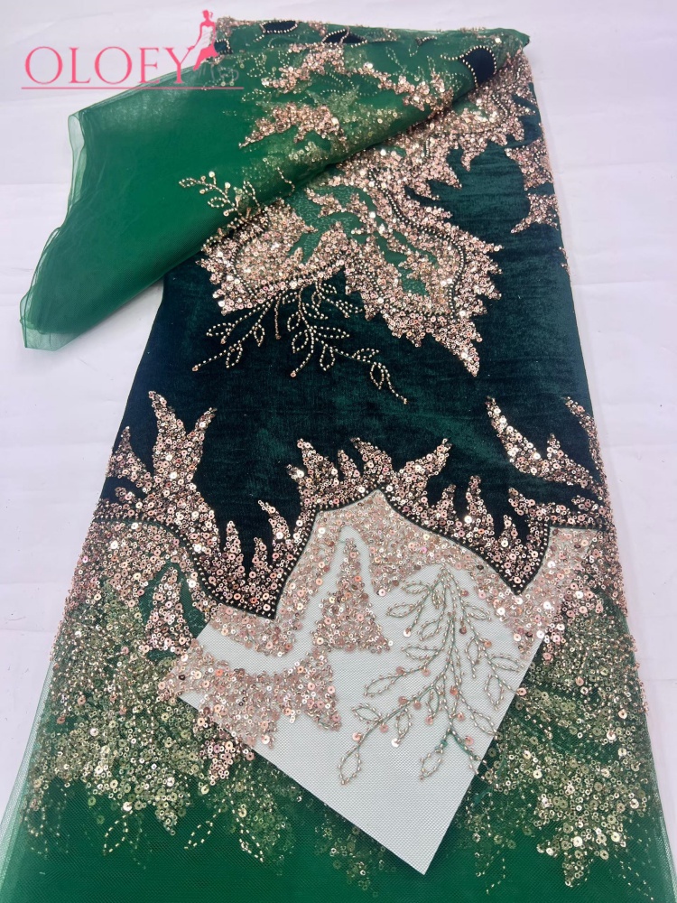 Velvet Fabric Embroidery - Ultimo Tessuto in Pizzo Vellutato Africano,