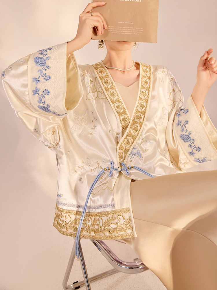 Embroidery Origin - Giacca Larga di Lusso con Ricamo