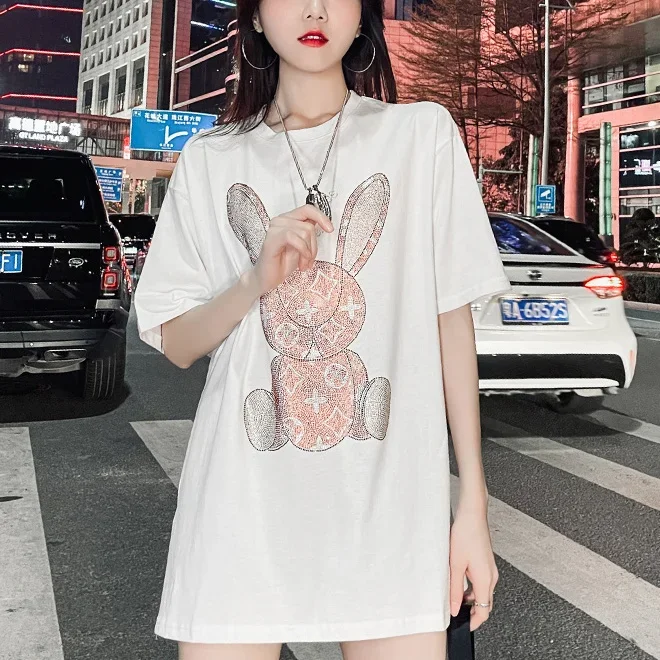 Embroidery Origin - T-shirt casual estiva da donna: maglietta