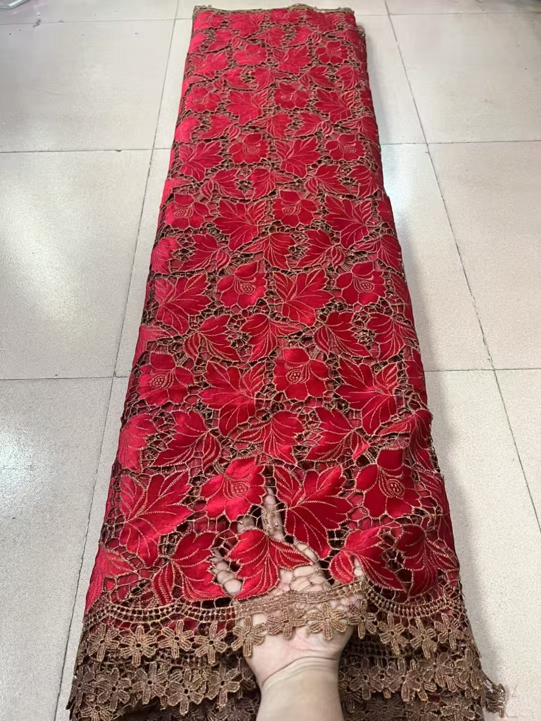Velvet Fabric Embroidery - Tessuto di pizzo africano in velluto