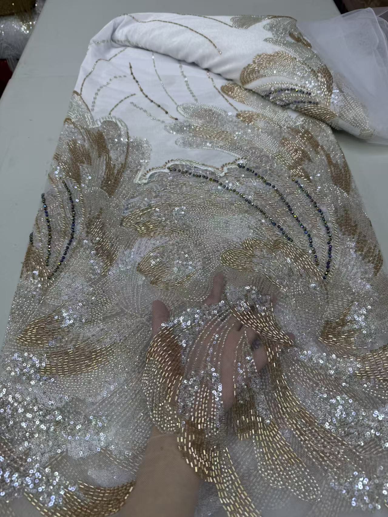 Velvet Fabric Embroidery - Tessuto in pizzo tulle africano francese