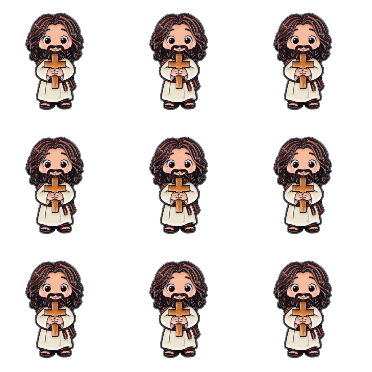 Embroidery Jesus - Set di 9 spille smaltate con