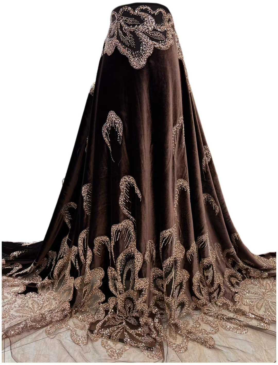 Velvet Fabric Embroidery - Tessuto di pizzo pesante con perline