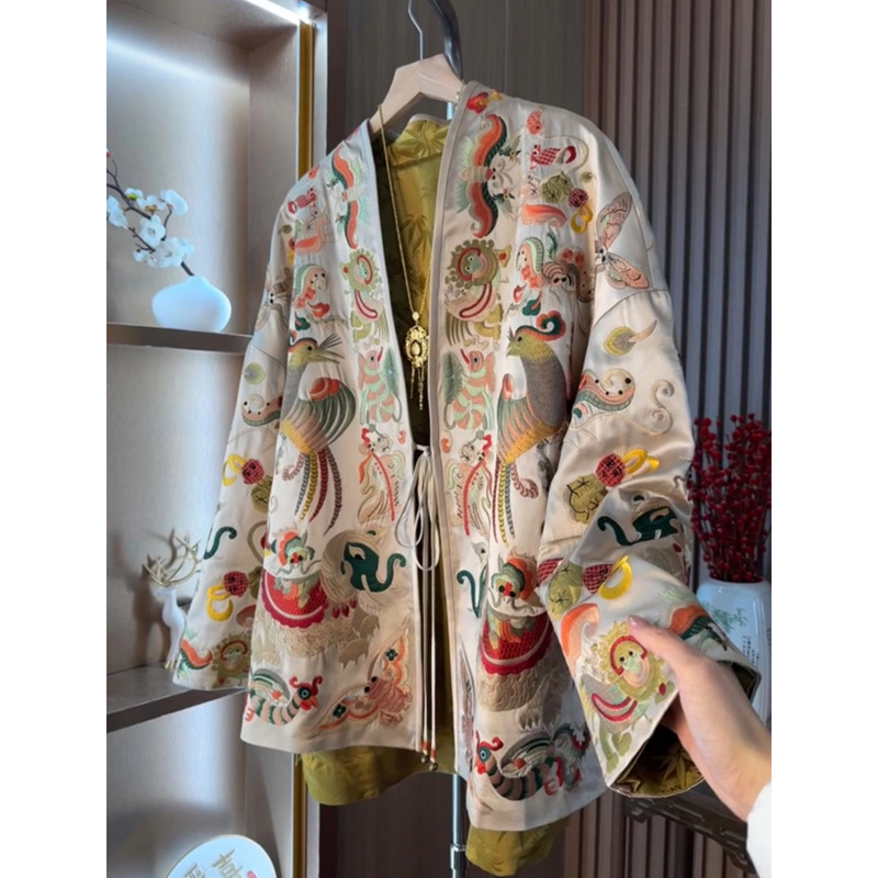 Embroidery Origin - Nuovo Cardigan Kimono in Stile Cinese,
