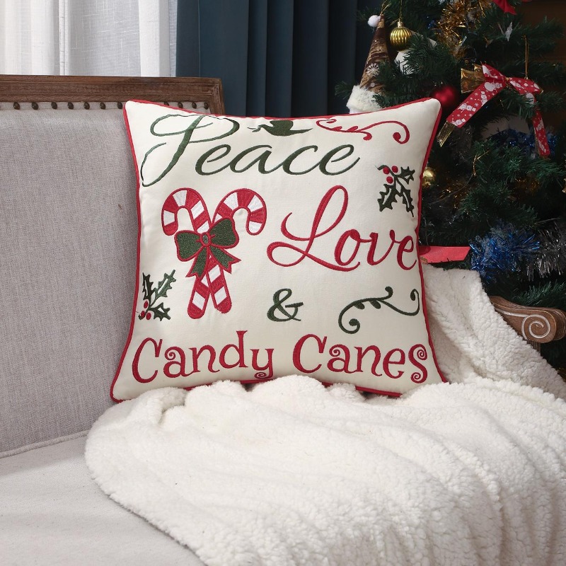 Embroidery Xmas - Fodera per cuscino natalizio con ricamo