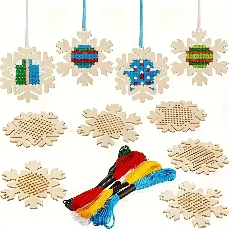Embroidery Xmas Decorations - Set di 12 Ciondoli Ricamati a