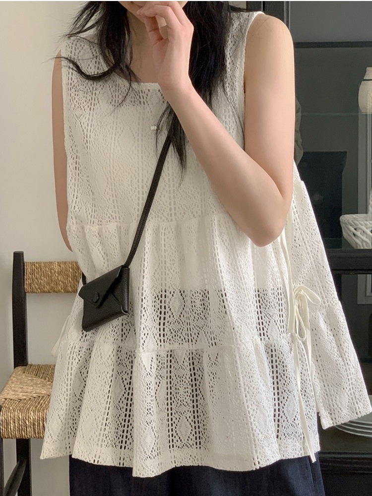 Embroidery Vest - Top Estivo da Donna con Ricamo