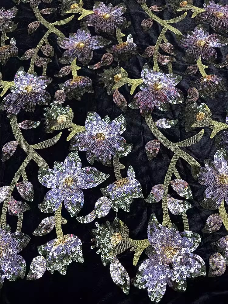 Velvet Fabric Embroidery - Tessuto in velluto retrò da 1