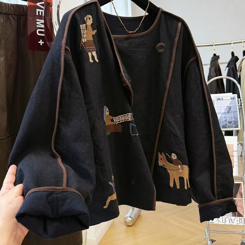 Embroidery Origin - Giacca Corta con Ricami Elaborati e