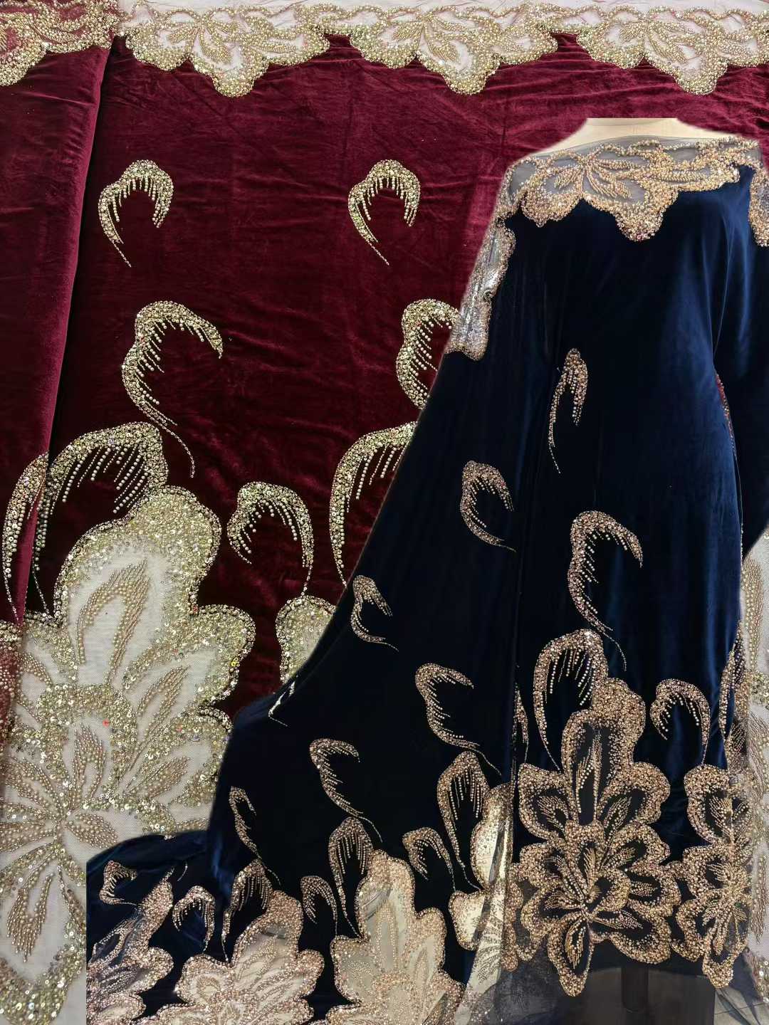 Tessuto di pizzo pesante con p - Velvet Fabric Embroidery recensione e prezzo