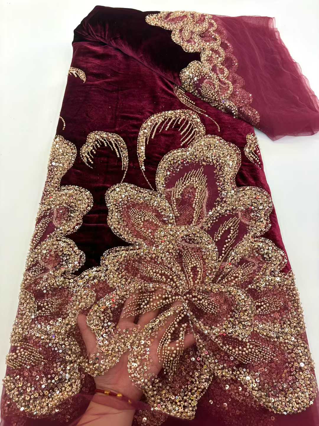 Tessuto di pizzo pesante con p - Velvet Fabric Embroidery recensione e prezzo